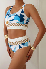 Emoswim - Olive Drab Colorblock Cut Back Bikini Set