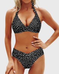 Emoswim - Women Two Piece Bathing Suits Push Up Bikini Set Halter Swimsuit Vintage Swimwear