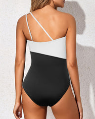 Emoswim - One Shoulder One Piece Swimsuit for Women Tummy Control Bathing Suits