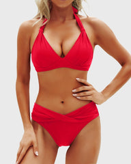 Emoswim - Women Two Piece Bathing Suits Push Up Bikini Set Halter Swimsuit Vintage Swimwear