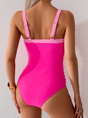 Emoswim - Women's One Piece Swimsuits Color Block Slimming Tummy Control Bathing Suit V Vired Full Coverage Swimwear