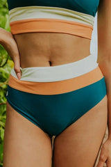 Emoswim - Sky Blue Colorblock Cut Back Bikini Set