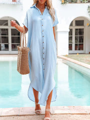 Emoswim - White Solid Color Long Sun-proof Cardigan Cover Up