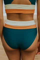 Emoswim - Red Colorblock Cut Back Bikini Set