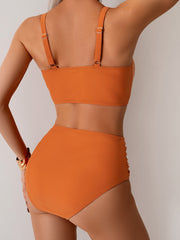 Emoswim - Women's High Waisted Bikini Sets Twist Front Two Piece Swimsuit Ruched Tummy Control Bathing Suits