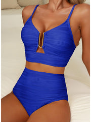 Emoswim - 2026 Summer Two Piece Bikini Set U-Wire Cutout High Waisted Swimsuit-Black