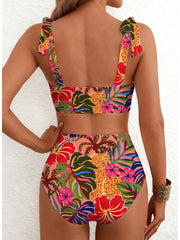 Emoswim - Women's Tie Shoulder Bikini Sets 2 Piece Striped Swimsuits High Waisted Bathing Suits