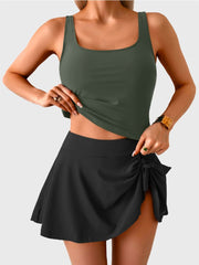 Emoswim - Tankini Swimsuit for Women Tummy Control Two Piece Bathing Suit High Waisted Tank Top with Swim Skirt