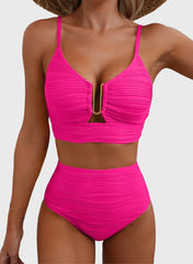 Emoswim - 2026 Summer Two Piece Bikini Set U-Wire Cutout High Waisted Swimsuit-Black