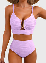 Emoswim - 2026 Summer Two Piece Bikini Set U-Wire Cutout High Waisted Swimsuit-Black