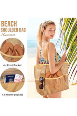 Emoswim - Women's Swimming Beach Bag Portable One Shoulder Storage Bag Crossbody Bag Versatile Mesh Bag