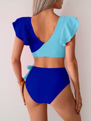 Emoswim - Womens High Waisted Bathing Suits Tummy Control Two Piece Swimsuits Ruffle Bikini Sets Criss Cross Ruched Swimwear