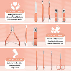 Emoswim - Manicure Pedicure Set 12 Pcs Nail Care Kit for Women Nail Grooming Kit