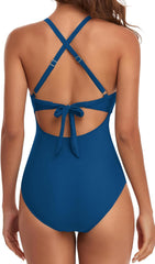 Emoswim - Women's One Piece Swimsuits Tummy Control Cutout High Waisted Bathing Suit Wrap Tie Back