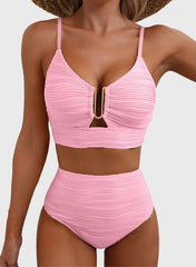 Emoswim - 2026 Summer Two Piece Bikini Set U-Wire Cutout High Waisted Swimsuit-Black
