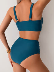 Emoswim - Women's High Waisted Bikini Sets Twist Front Two Piece Swimsuit Ruched Tummy Control Bathing Suits