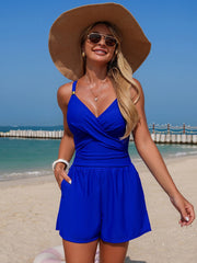 Emoswim - Women's Swim Romper With Pocket Tummy Control One Piece Shorts Swimsuit