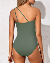 Emoswim - One Shoulder One Piece Swimsuit for Women Tummy Control Bathing Suits