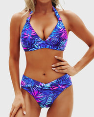 Emoswim - Women Two Piece Bathing Suits Push Up Bikini Set Halter Swimsuit Vintage Swimwear