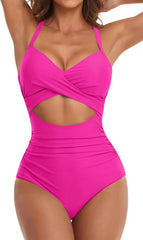 Emoswim - Women's One Piece Swimsuits Tummy Control Cutout High Waisted Bathing Suit Wrap Tie Back
