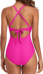 Emoswim - Women's One Piece Swimsuits Tummy Control Cutout High Waisted Bathing Suit Wrap Tie Back