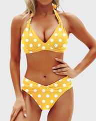 Emoswim - Women Two Piece Bathing Suits Push Up Bikini Set Halter Swimsuit Vintage Swimwear