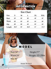 Emoswim - Women's One Piece Swimsuit Sports Adjustable Strap Bathing Suit Color Block Ribbed High Cut Swimsuits