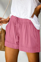 Emoswim - Womens Drawstring Shorts Summer Elastic Waist Casual Lightweight with Pockets