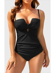 Emoswim - Women's Push Up Wrap Front Swimsuit One Piece Tummy Control Bathing Suits Bandeau Support Slimming Swimwear