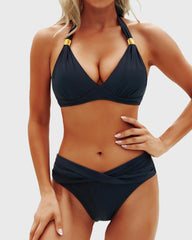 Emoswim - Women Two Piece Bathing Suits Push Up Bikini Set Halter Swimsuit Vintage Swimwear