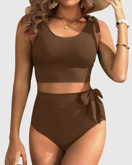 Emoswim - Two Piece High Waisted Swimsuits Women Tummy Control Bikini Modest Bathing Suit