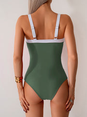 Emoswim - Women's One Piece Swimsuits Color Block Slimming Tummy Control Bathing Suit V Vired Full Coverage Swimwear