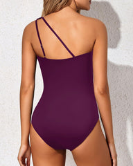 Emoswim - One Shoulder One Piece Swimsuit for Women Tummy Control Bathing Suits