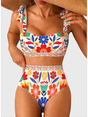 Emoswim - Women's Tie Shoulder Bikini Sets 2 Piece Striped Swimsuits High Waisted Bathing Suits