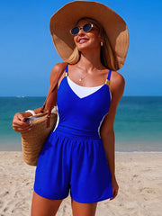Emoswim - Women's One Piece Tummy Control Bathing Suits Color Block Full Coverage Swim Rompers