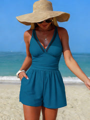 Emoswim - Women's Swim Rompers with Built in Bra One Piece V Neck Tummy Control Bathing Suit