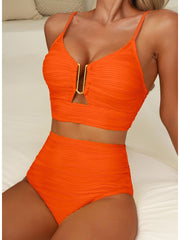 Emoswim - 2026 Summer Two Piece Bikini Set U-Wire Cutout High Waisted Swimsuit-Black