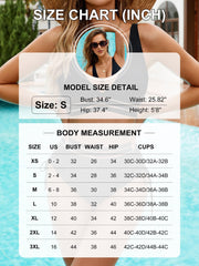 Emoswim - Women High Waisted Bikini Sets Tummy Control Swimsuits Color Block Two Piece Drawstring Bathing Suit