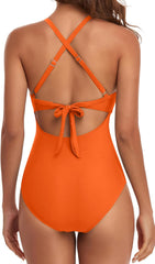 Emoswim - Women's One Piece Swimsuits Tummy Control Cutout High Waisted Bathing Suit Wrap Tie Back