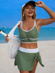 Emoswim - Women's High Waisted Bikini Sets Tummy Control Swim Skirt Two Piece Swim Suit