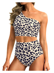 Emoswim - One Shoulder High Waisted Bikini Sets Two Piece Swimsuit Tummy Control-Black
