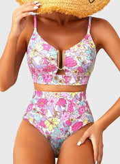 Emoswim - 2026 Summer Two Piece Bikini Set U-Wire Cutout High Waisted Swimsuit-Black