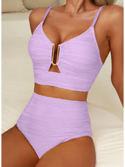 Emoswim - 2026 Summer Two Piece Bikini Set U-Wire Cutout High Waisted Swimsuit-Black