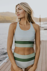 Emoswim - Striped Scoop Neck Sporty Bikini Set