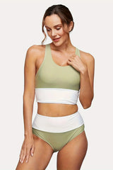 Emoswim - Red Colorblock Cut Back Bikini Set