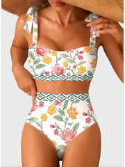 Emoswim - Women's Tie Shoulder Bikini Sets 2 Piece Striped Swimsuits High Waisted Bathing Suits