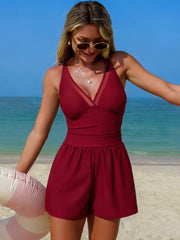 Emoswim - Women's Swim Rompers with Built in Bra One Piece V Neck Tummy Control Bathing Suit