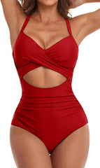 Emoswim - Women's One Piece Swimsuits Tummy Control Cutout High Waisted Bathing Suit Wrap Tie Back