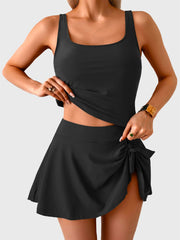Emoswim - Tankini Swimsuit for Women Tummy Control Two Piece Bathing Suit High Waisted Tank Top with Swim Skirt