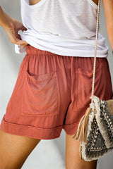 Emoswim - Womens Drawstring Shorts Summer Elastic Waist Casual Lightweight with Pockets